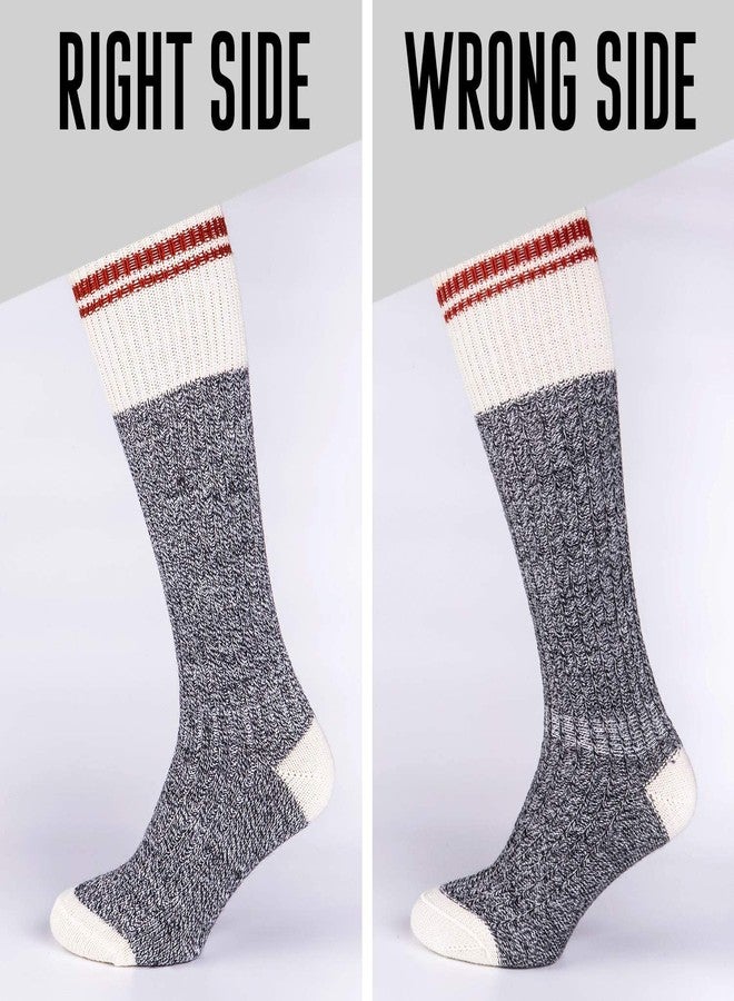 CheshKit Women's Cozy Cabin Warm Wool Vintagel Soft Slipper Mid Calf Socks (2 Pairs Pack, Grey/White) - Image 4